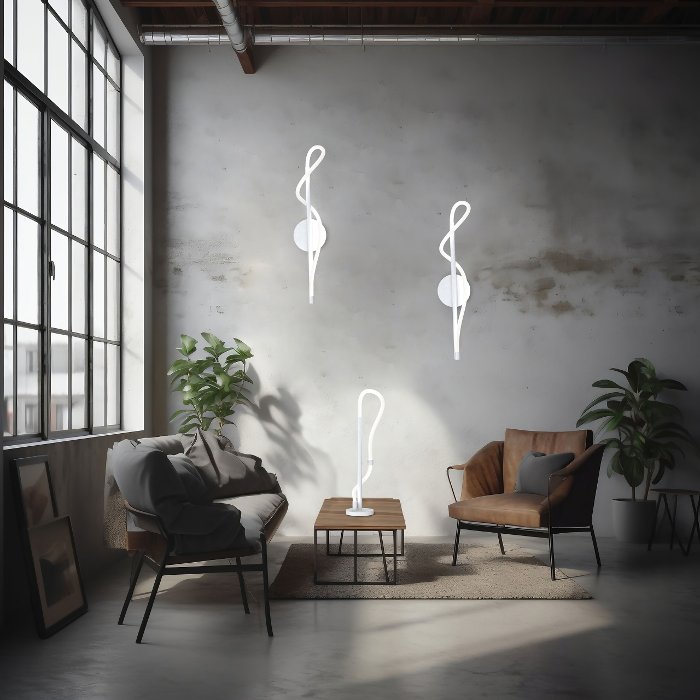 Modern white wall sconces and table lamp for the living room 33861 33878 Noemi A L Sikrea