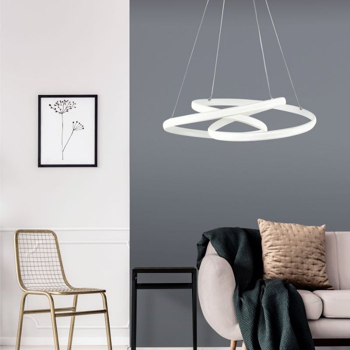 Living Room Minimal White Italian Pendant Ceiling Light Led 2413 Giove Sikrea