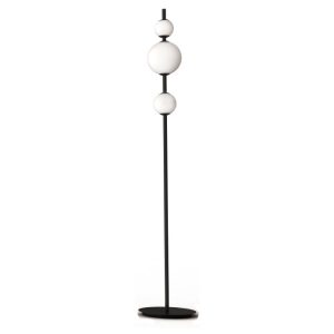 Black Modern Living Room Italian Floor Lamp Led with Three White Glass Shades 165H 4134 Tolomeo P Sikrea