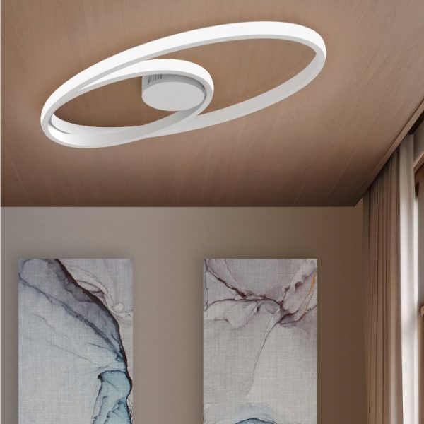 Modern Living Room White Italian Round Ceiling Light Led 2451 Giove PL Sikrea