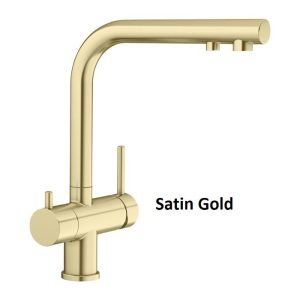 Satin Gold Water Filter Kitchen Mixer Tap with 2 Outlets Fontas II Filter 526692 Blanco
