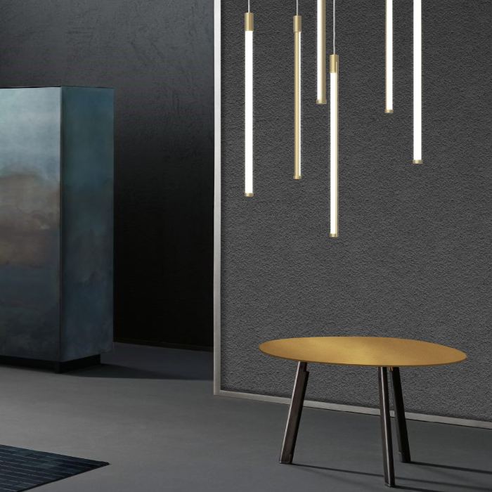 Modern Linear Living Room Italian 1-Light Gold Pendant Ceiling Light Led 15 Watt, 3000K, IP20 Ø2 2222 Elia S Sikrea