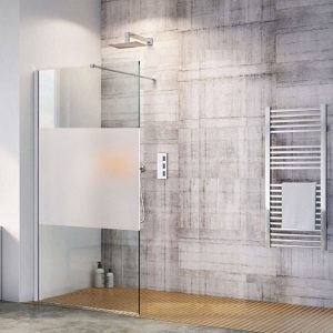 Modern Wet Room Screen 6mm Serigraphy Safety Glass with Wall Arm Support Flobali Walkin In