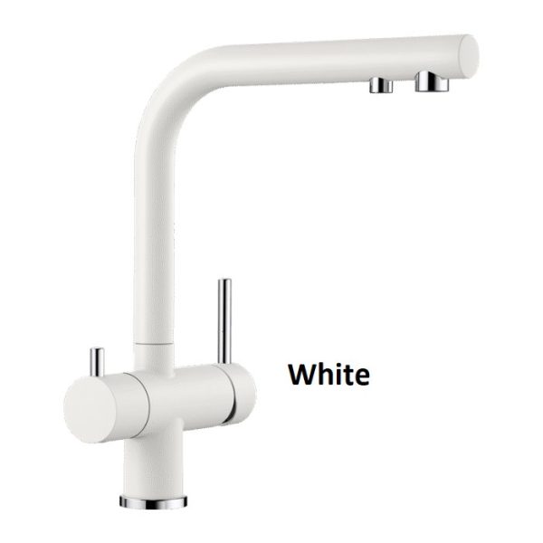 White Water Filter Kitchen Mixer Tap with 2 Outlets Fontas II Filter 523134 Blanco