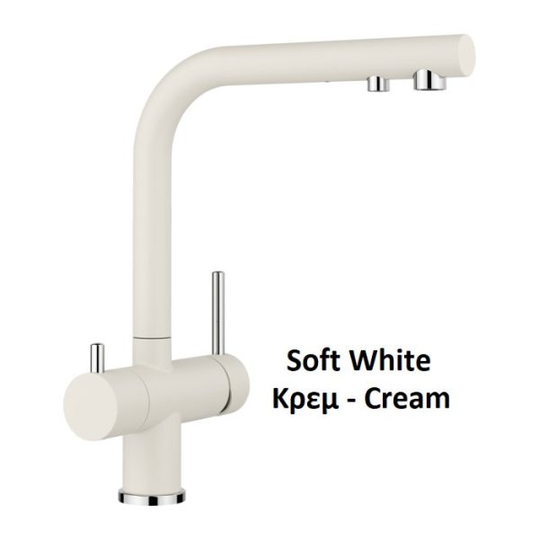 Soft White Water Filter Kitchen Mixer Tap with 2 Outlets Fontas II Filter 526943 Blanco