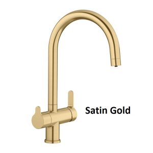Modern Water Filter Kitchen Mixer Tap 2 Outlets Trima Filter Gold Satin PVD 526695 Blanco