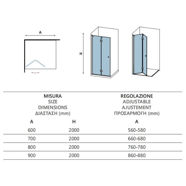 Modern Folding Showerwall Wet Room Shower Screen 6mm 200H S 7 Karag Dimensions
