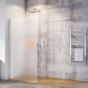 Modern Wet Room Screen 6mm Sandblasted Safety Glass with Wall Arm Support Flobali Walkin In