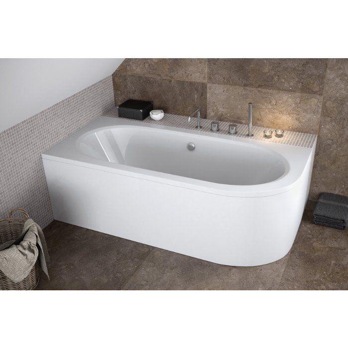 Aura Acrilan Modern Offset Corner Bath Tub 160×75 170×75 180×80