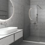 Modern Wet Room Screen 8mm with Wall Arm Support Nanoskin 185H & 200H Serena Brushed Nickel Orabella