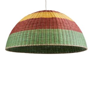 Vintage 1-Light Wooden Bamboo Multicolor Pendant Ceiling Light Ø100 H53 02062 Caballeros