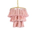 Bohemian 1-Light Pendant Ceiling Light with Gold Metal Details and Pink Fringe Tassels Ø30 H40 02086 Missoula