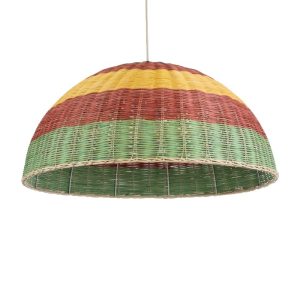 Vintage 1-Light Wooden Bamboo Multicolor Pendant Ceiling Light Ø70 H34 02061 Caballeros