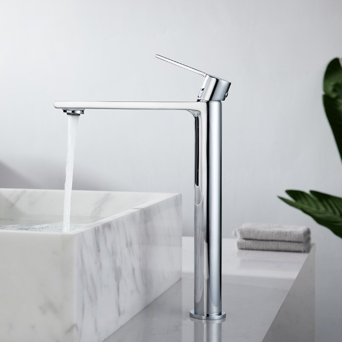 Modern Chrome Single Lever High Basin Mixer Tap with Waste Elegance 10243 Orabella