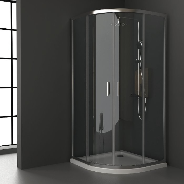 Modern Quadrant Shower Enclosure 6mm Clear Safety Glass Nanoskin 190H Riva Angolo Orabella