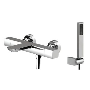 Modern Wall Mounted Thermostatic Bath Shower Mixer with Shower Kit Chrome Ardesia Orabella