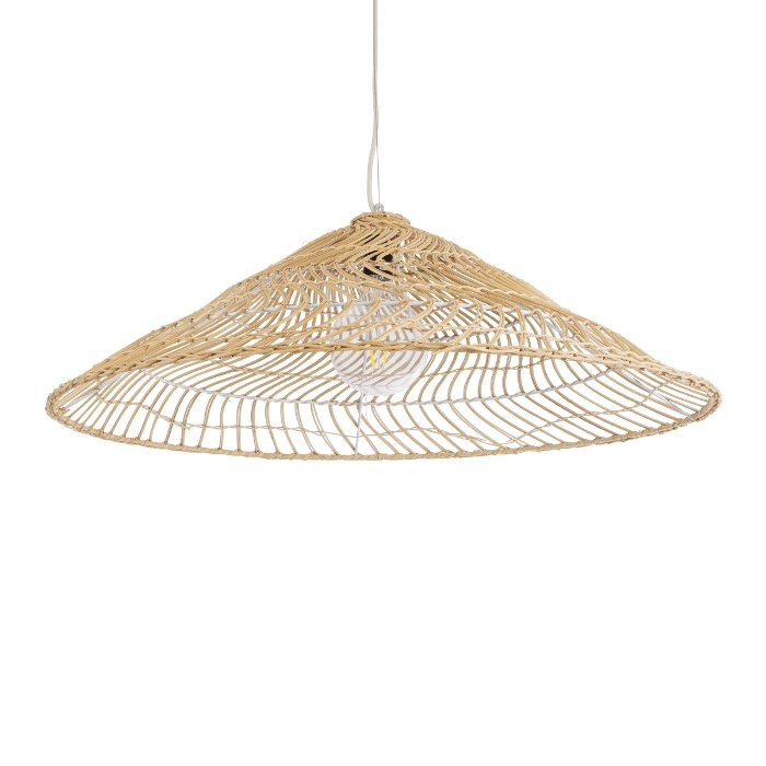 Vintage 1-Light Beige Bamboo Pendant Ceiling Light Ø80 H26 02347 Kaia