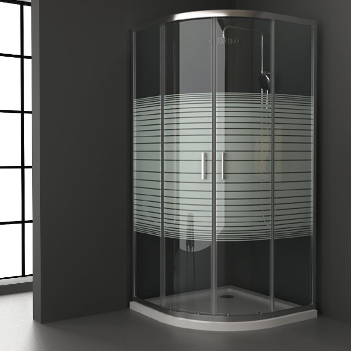 Μοντέρνα καμπίνα μπάνιου ημικυκλική με σεριγραφία 6mm 190 ύψος Riva Angolo Orabella
