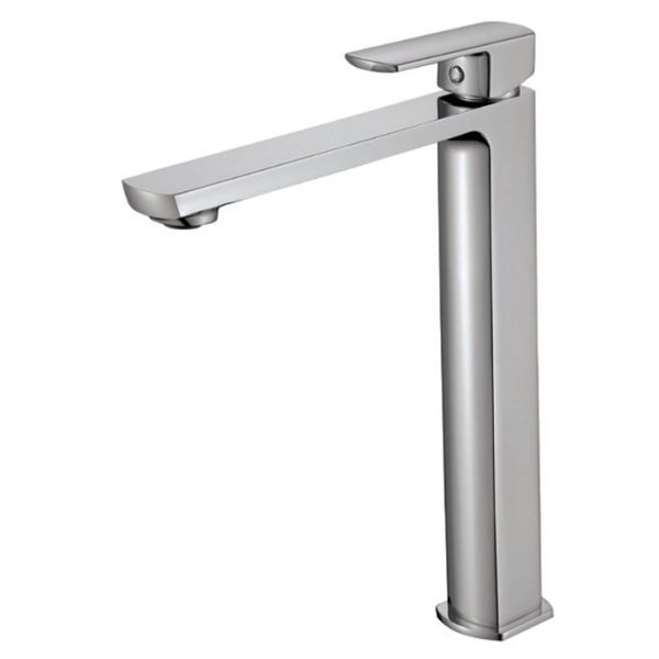 Modern Single Lever Square High Basin Mixer Tap Chrome with Waste Ardesia Orabella