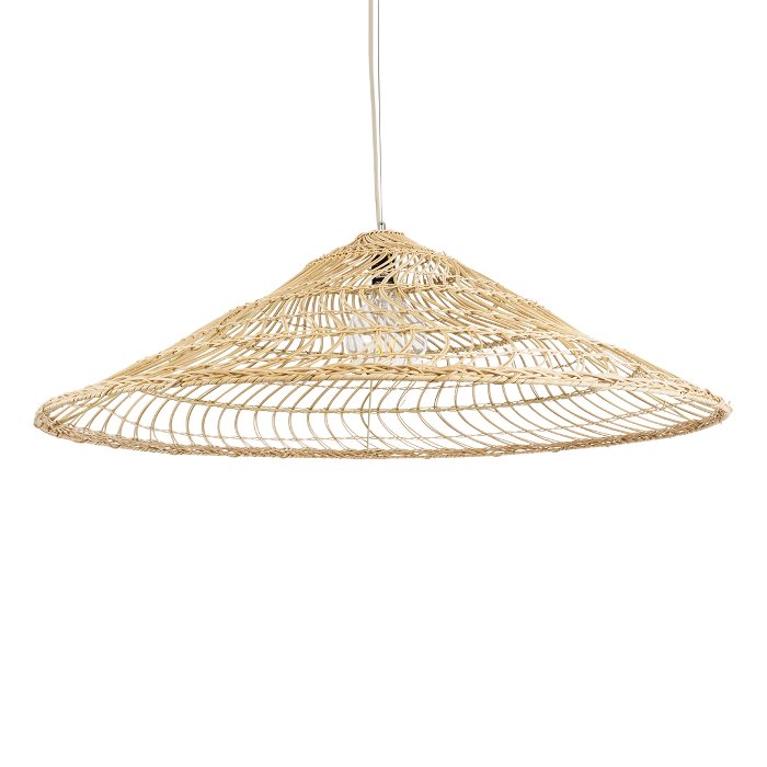 Vintage 1-Light Beige Bamboo Pendant Ceiling Light Ø100 H30 02348 Kaia