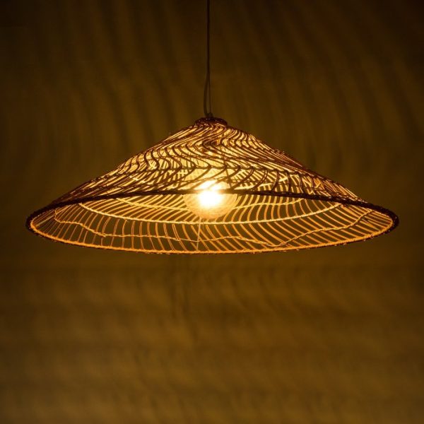 Dining Room Boho 1-Light Beige Bamboo Pendant Ceiling Light Ø80 H26 02347 Kaia