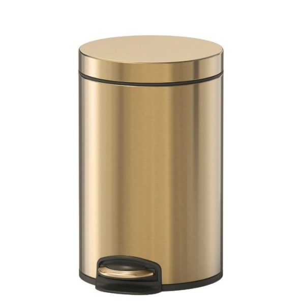 Orabella Modern Round Pedal Waste Bin 5 Liter Stainless Steel Brushed Gold