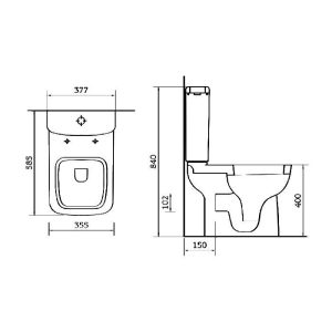 Μικρες τετραγωνες λεκανες τουαλετας μπανιου ALICANTE σχεδιαγραμμα