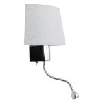 Modern Oval White Fabric Shade 1-Light LED Reading Light Chrome Wall Lamp with Switches 01493 globostar
