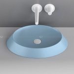 Bathroom counter top wash basin blue silicone Bubble pale blue Glass Design