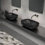 Bathroom counter top wash basin sink rectangular black matt Glass Design Collina XL