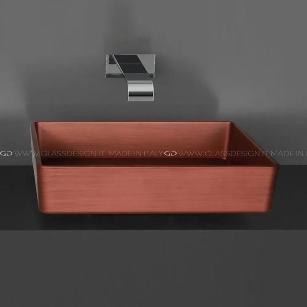Rectangular wash basin designs in hall Blade Vision Old Copper Glass Design