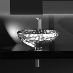 Bathroom table top wash basin designs round Orma Silver Glass Design