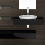 semi recessed bathroom sink luxury Ø42 italian round white Glass Design Circus 43 FL