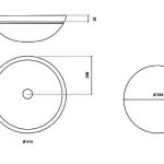 CIRCUS 43 FL round semi recessed  wash basin by Italian Glass Design Dimensions Ø 415