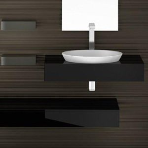 semi recessed bathroom sink round white modern Glass Design Circus 50 FL