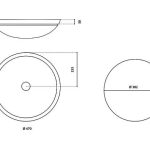 CIRCUS 50 FL round semi recessed wash basin by Italian Glass Design Dimensions Ø 470