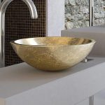 table top basin luxury large round Ø50 Glass Design Circus Gold Leaf