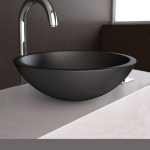 bathroom sink countertop round black corian large Ø50 Glass Design Circus