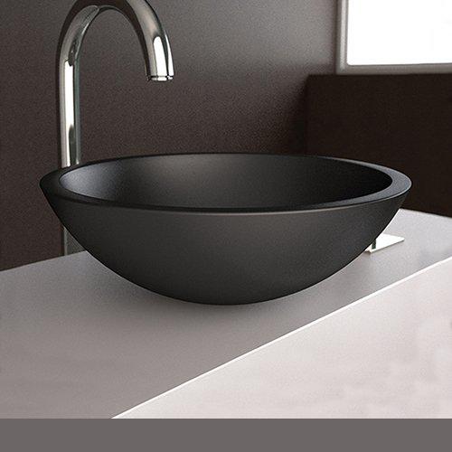 hand wash basin round corian black matt Ø50 Glass Design Circus