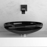 bathroom wash basin luxury black round Glass Design Clivia Ø40