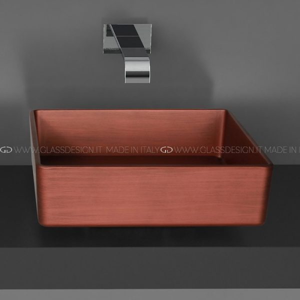 Industrial νιπτηρες τουαλετας τετραγωνοι ιταλικοι Four Vision Old Copper Glass Design
