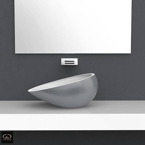 table top wash basin oval silver leaf luxury 51x34 Glass Design Air