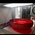 Counter top round crystal wash basins Scenic Red