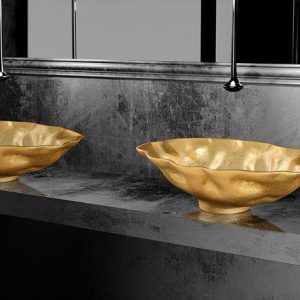 Italian Oval Gold Table Top Basin 51,3x33 cm Glass Design Norite