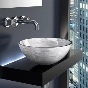 bathroom wash basin countertop round luxury italian Glass Design Metropoe White Ø40