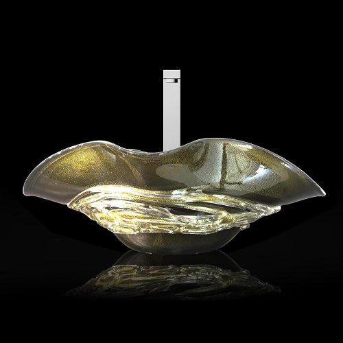 bathroom sink countertop gold oval modern italian Arte Due Glass Design