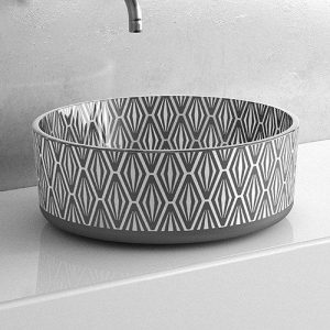 Counter-top bathroom wash basin round Ø39,9 Glass Design Bamboo Katino