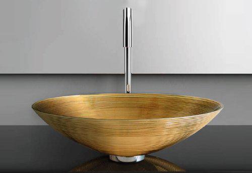 hand wash basin gold counter top round GLass Design City Lux
