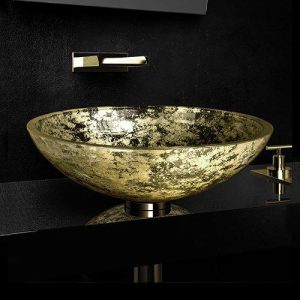 Glass Design Gala 40 Gold Leaf Luxury Round Table Top Wash Basin