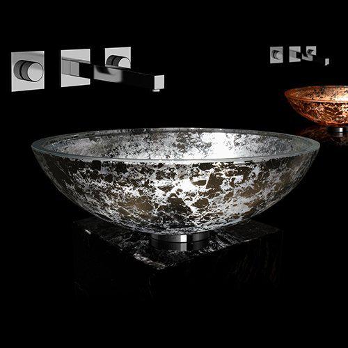 Glass Design Gala 44 Silver Leaf Luxury Round Counter Top Wash Basin
